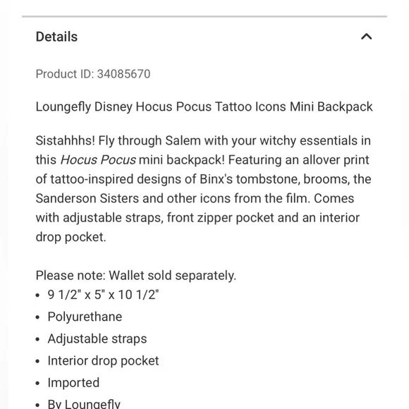 Loungefly Disney Hocus Pocus mini Backpack and Wallet set - Picture 9 of 10